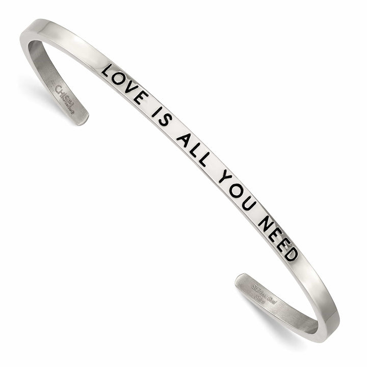 Chisel Stainless Steel and Enameled Crystal LOVE IS ALL YOU NEED 3mm