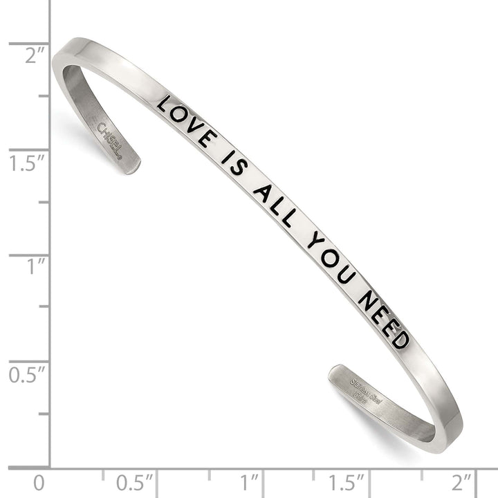 Chisel Stainless Steel and Enameled Crystal LOVE IS ALL YOU NEED 3mm