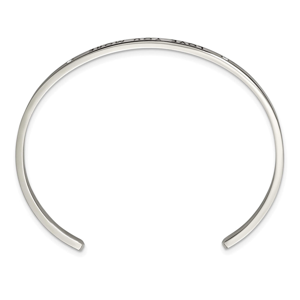 Chisel Stainless Steel and Enameled Crystal LOVE YOU MORE 3mm Cuff
