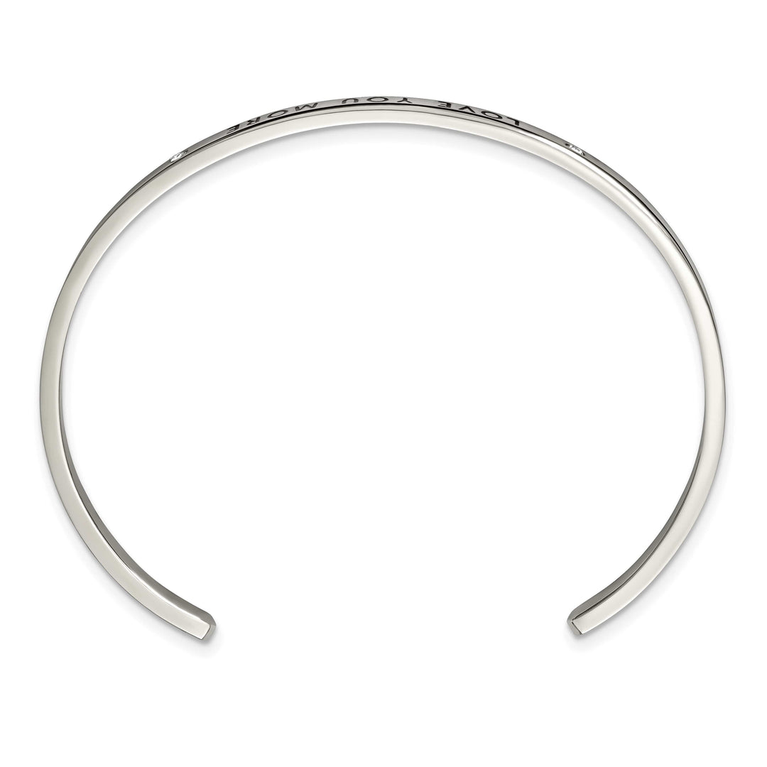 Chisel Stainless Steel and Enameled Crystal LOVE YOU MORE 3mm Cuff