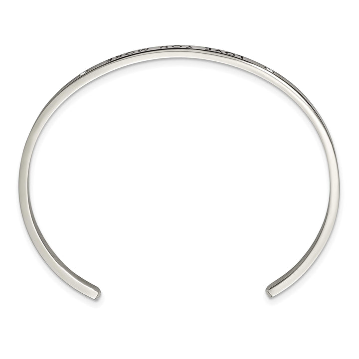 Chisel Stainless Steel and Enameled Crystal LOVE YOU MORE 3mm Cuff