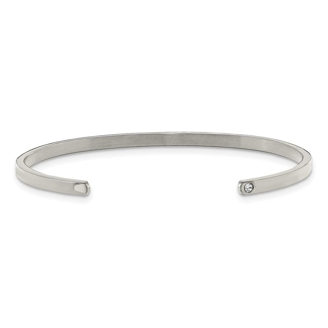 Chisel Stainless Steel and Enameled with Crystal LOVE 3mm Cuff Bangle