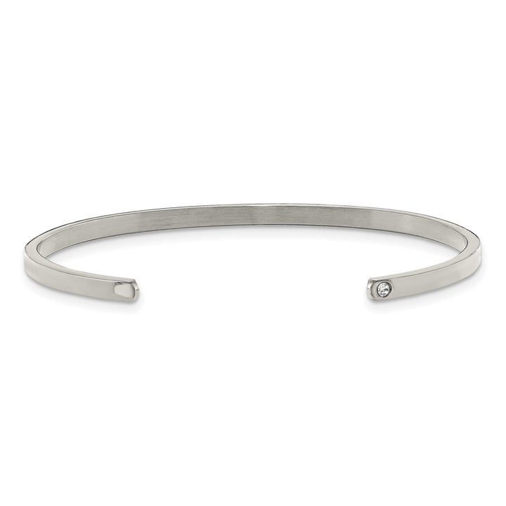 Chisel Stainless Steel and Enameled with Crystal LOVE 3mm Cuff Bangle