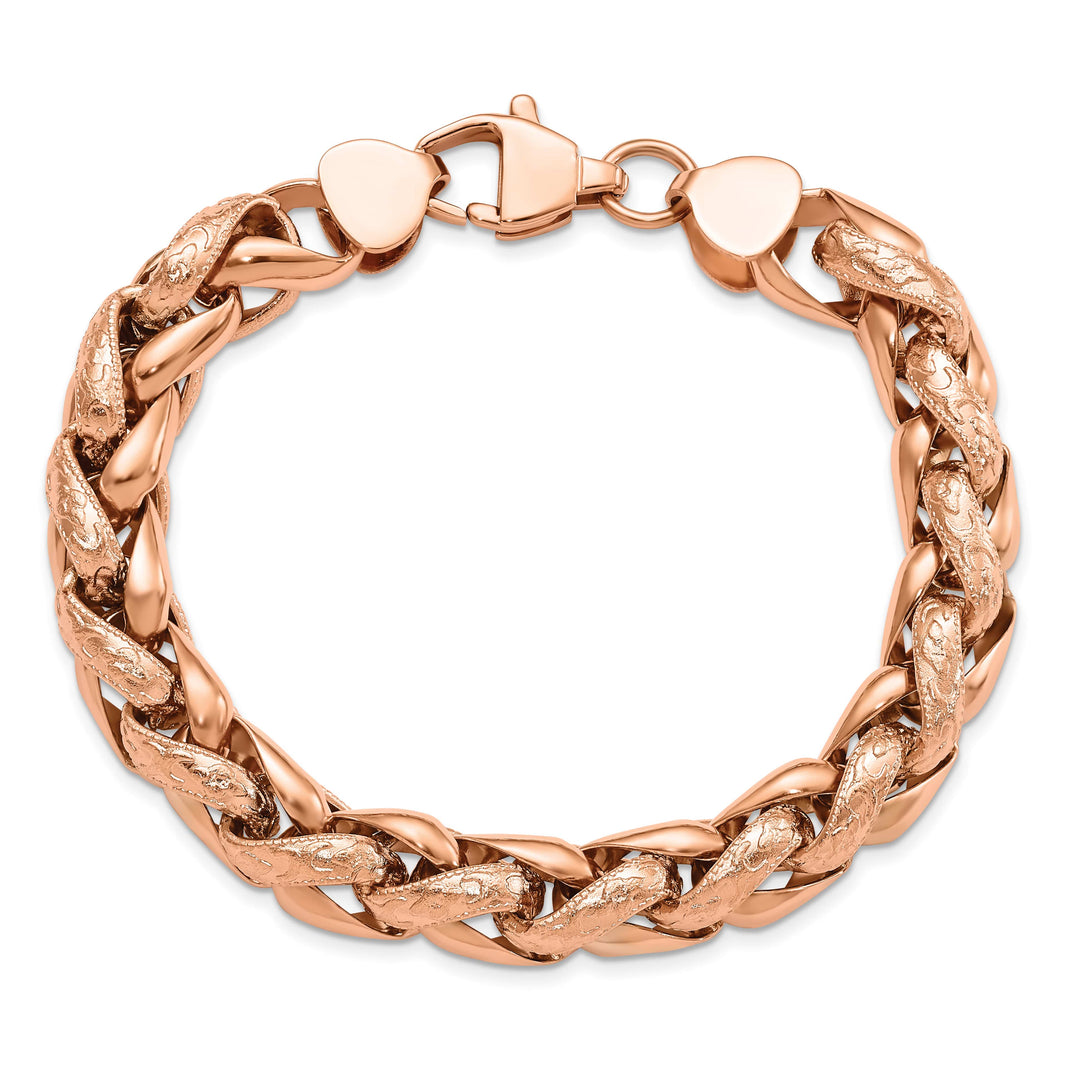 Chisel Stainless Steel and Rose IP-plated 8.75" Wheat Bracelet