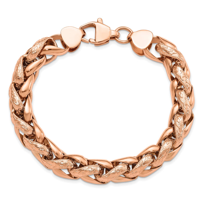Chisel Stainless Steel and Rose IP-plated 8.75" Wheat Bracelet