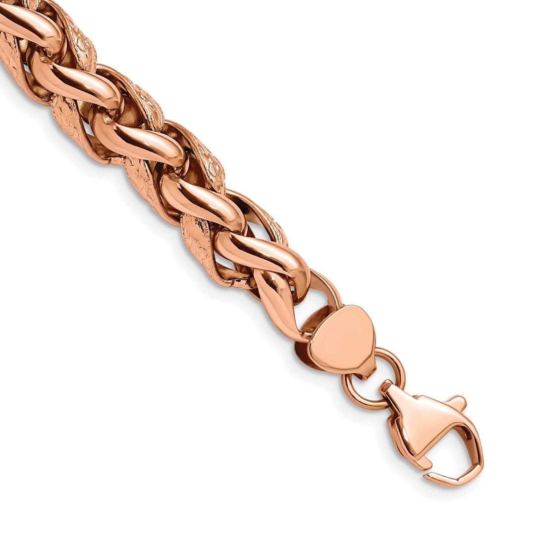 Chisel Stainless Steel and Rose IP-plated 8.75" Wheat Bracelet