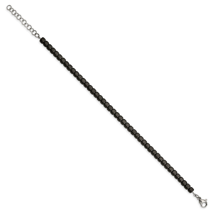 Chisel Stainless Steel and Square Hematite Beaded 7" Bracelet with