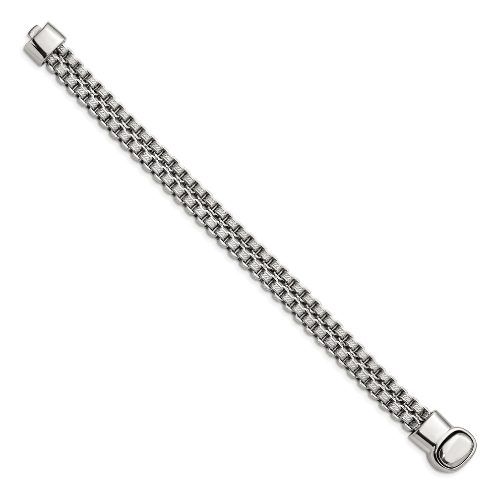Chisel Stainless Steel and Textured 8.75" Double Rolo Link Bracelet