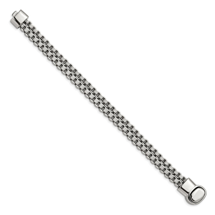 Chisel Stainless Steel and Textured 8.75" Double Rolo Link Bracelet