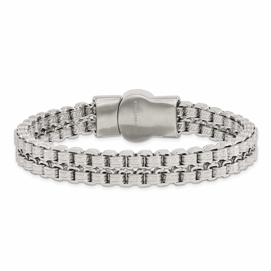 Chisel Stainless Steel and Textured 8.75" Double Rolo Link Bracelet