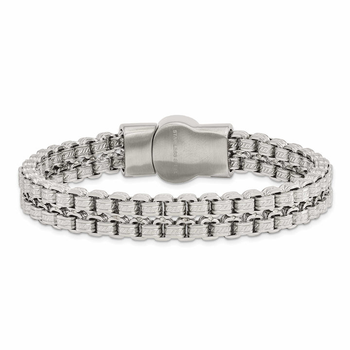 Chisel Stainless Steel and Textured 8.75" Double Rolo Link Bracelet