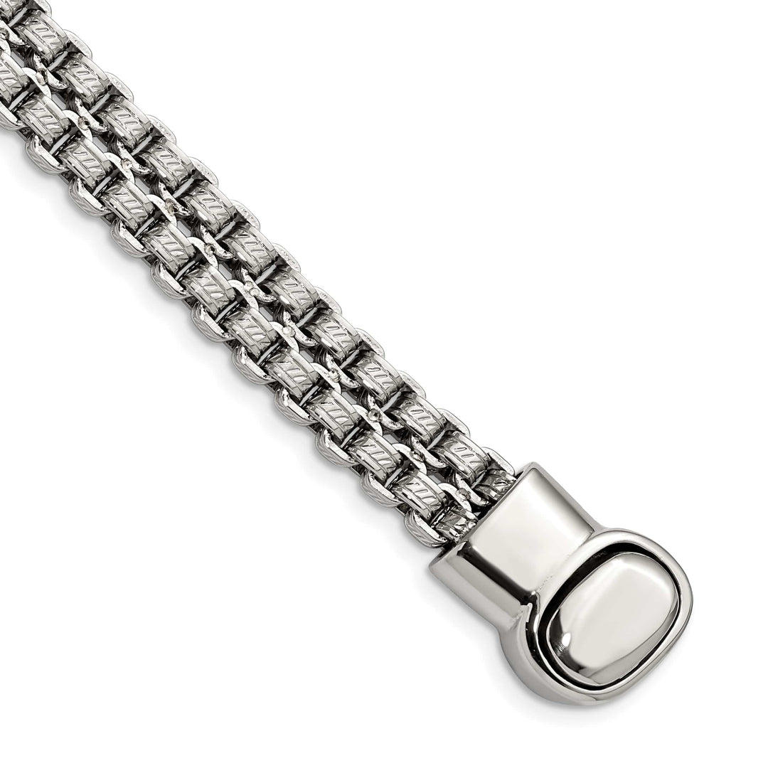 Chisel Stainless Steel and Textured 8.75" Double Rolo Link Bracelet