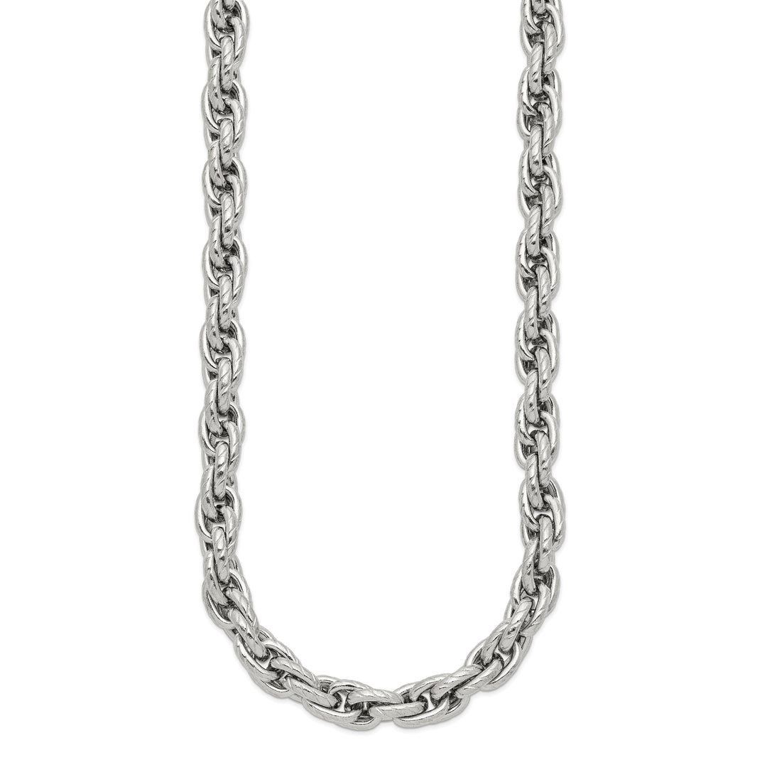 Chisel Stainless Steel and Textured Fancy Rope Chain 24 Inch