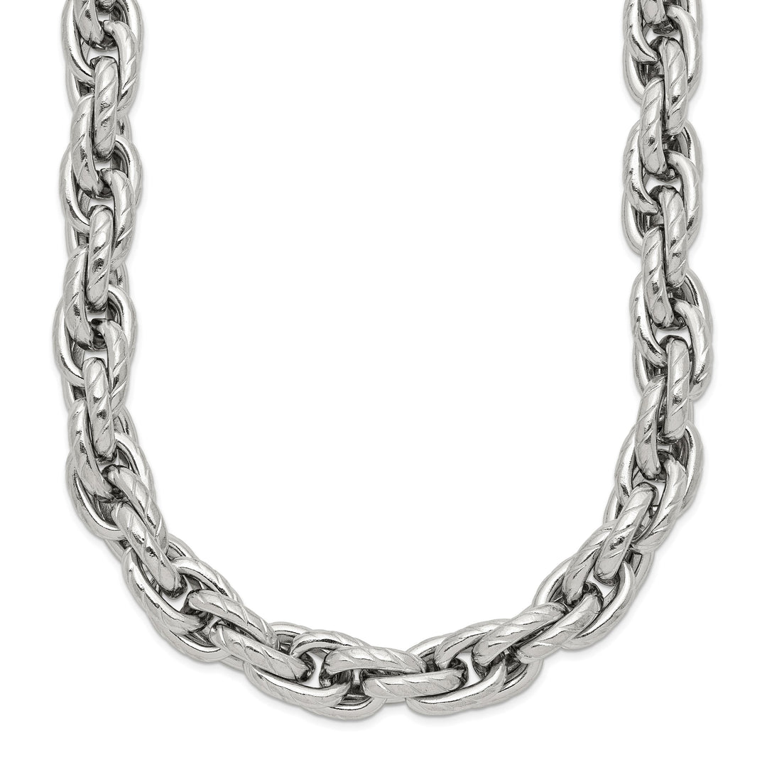 Chisel Stainless Steel and Textured Fancy Rope Chain 24 Inch
