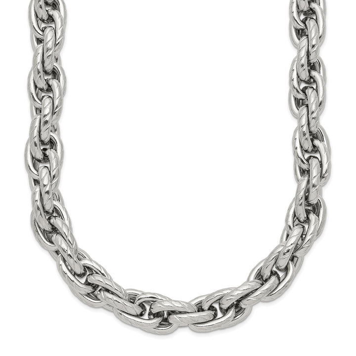 Chisel Stainless Steel and Textured Fancy Rope Chain 24 Inch