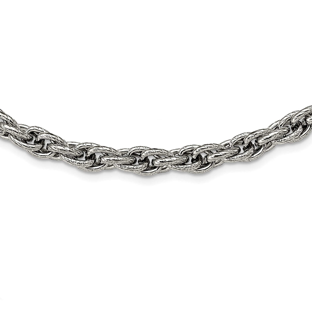 Chisel Stainless Steel and Textured Fancy Rope Chain 24 Inch
