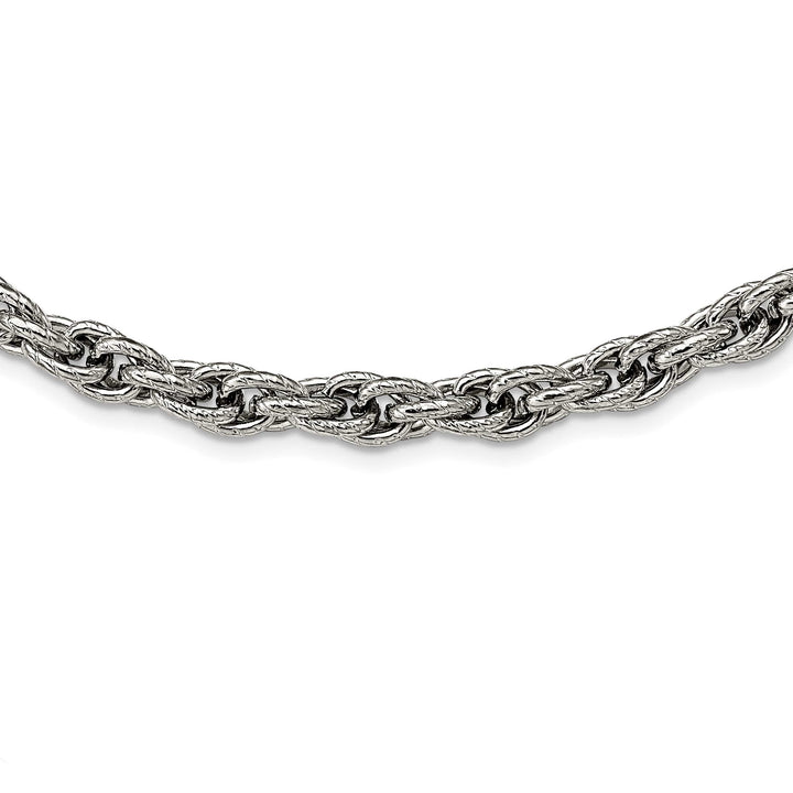 Chisel Stainless Steel and Textured Fancy Rope Chain 24 Inch