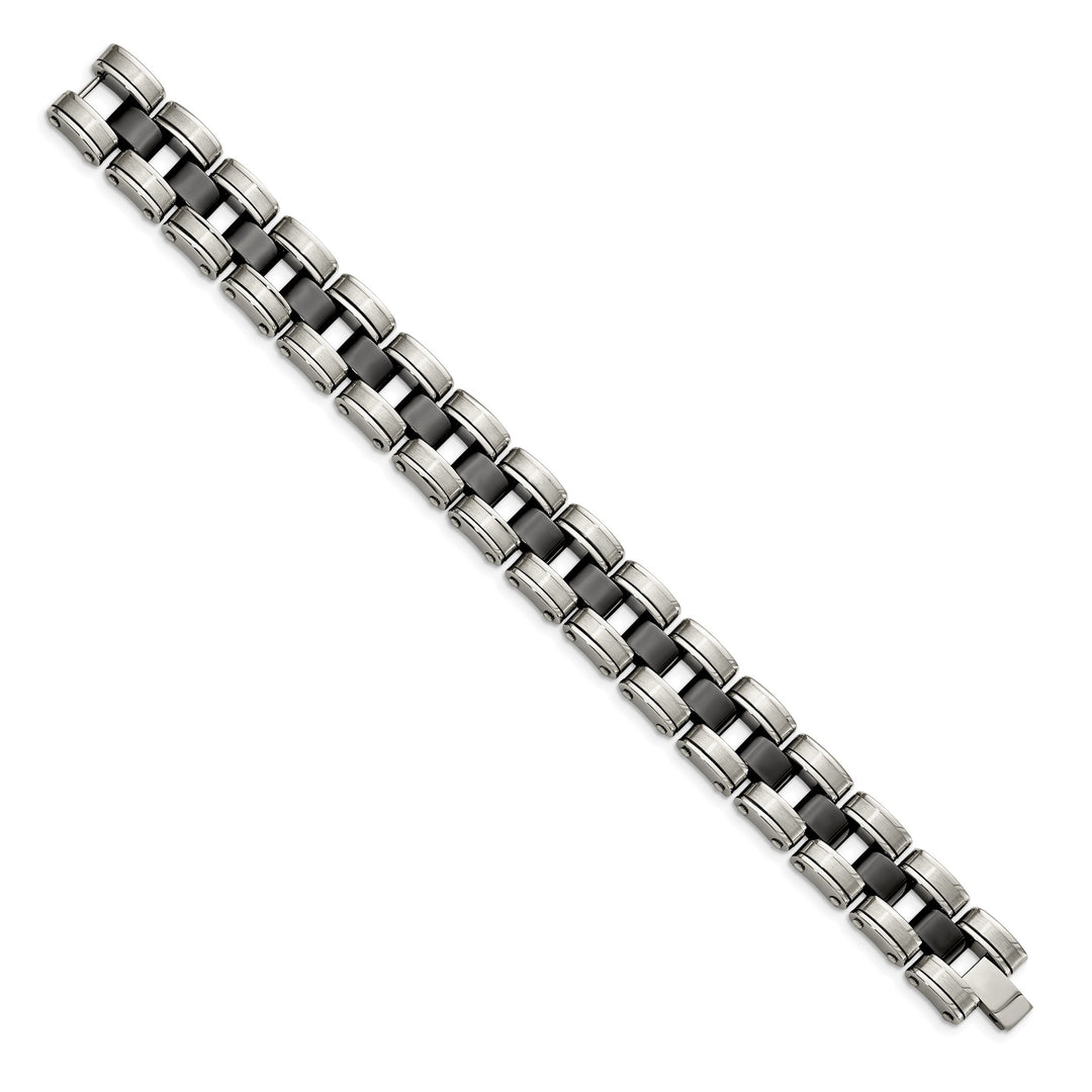 Chisel Stainless Steel and with Black Ceramic 8.5" Link Bracelet