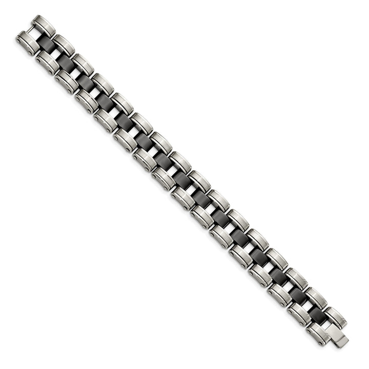 Chisel Stainless Steel and with Black Ceramic 8.5" Link Bracelet