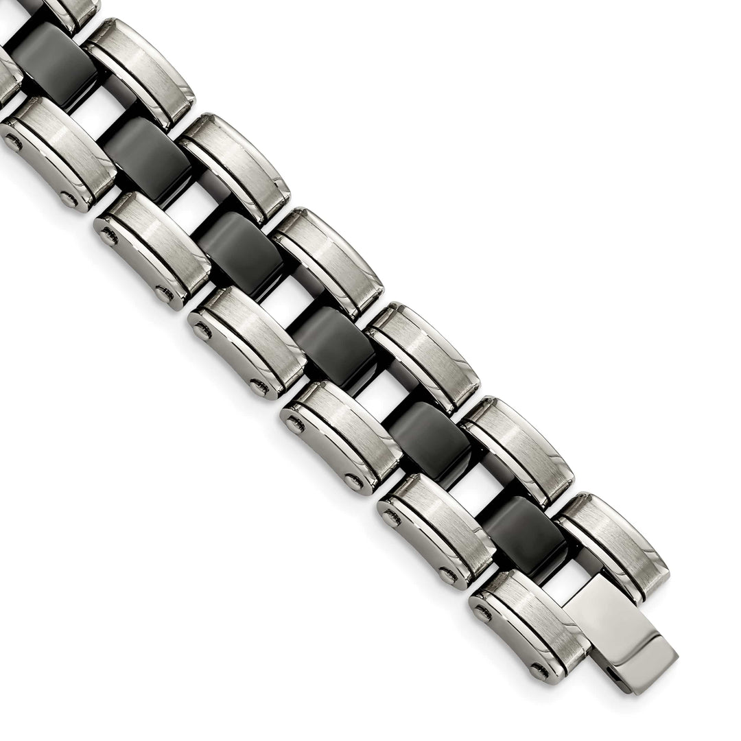 Chisel Stainless Steel and with Black Ceramic 8.5" Link Bracelet