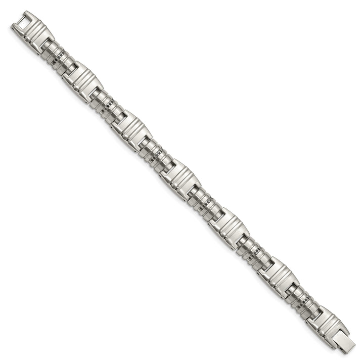 Chisel Stainless Steel and with Black CZ 8.25" Fancy Link Bracelet