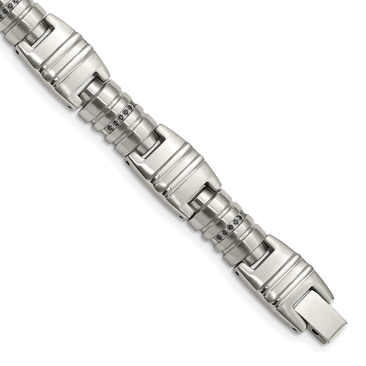 Chisel Stainless Steel and with Black CZ 8.25" Fancy Link Bracelet
