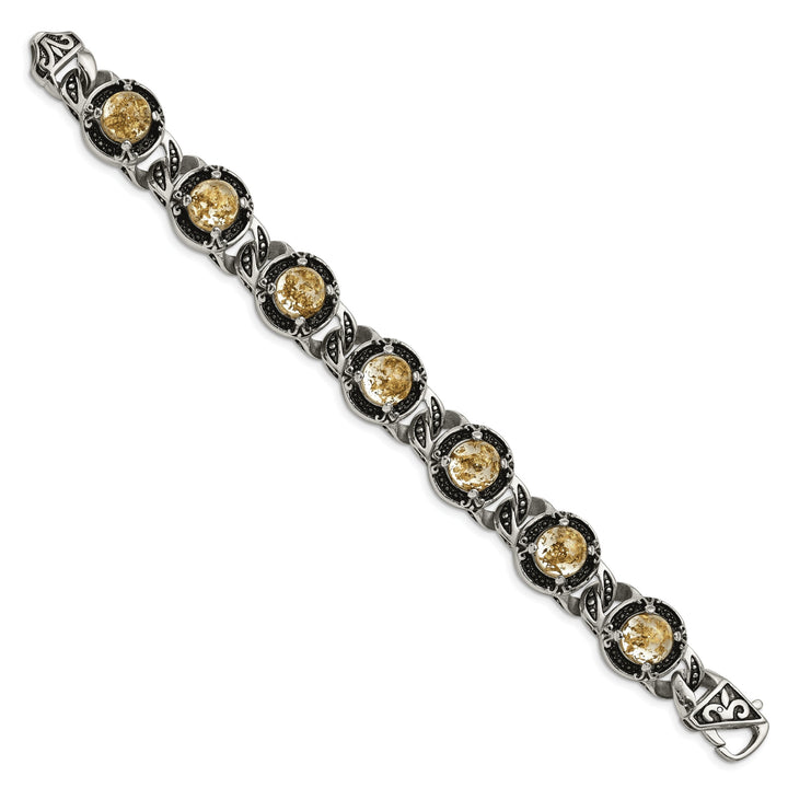 Chisel Stainless Steel and with Gold Tin Epoxy Resin 9" Link Bracelet