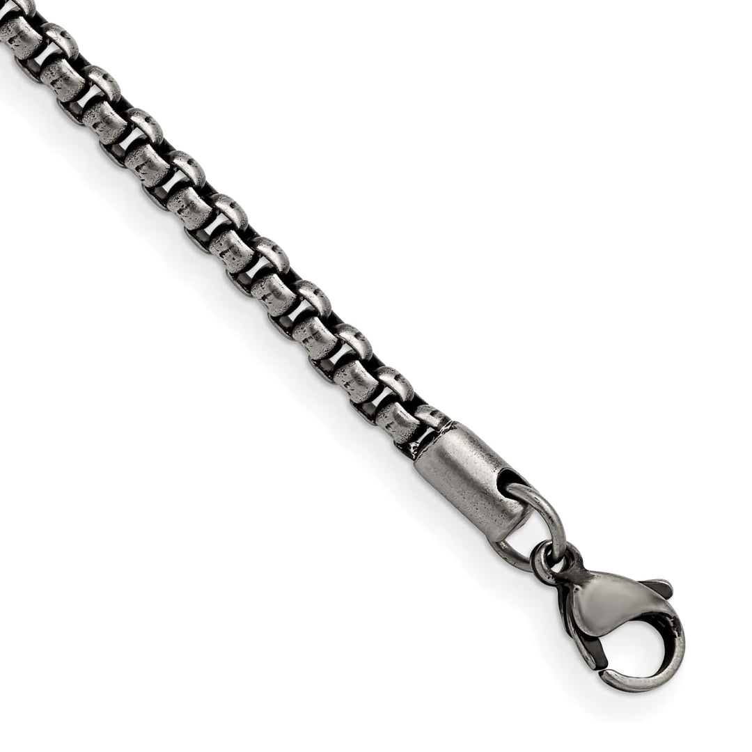 Chisel Stainless Steel Antiqued and 3.9mm Rounded Box Bracelet