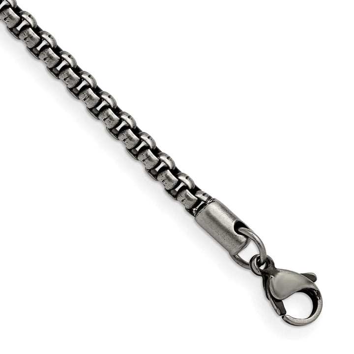 Chisel Stainless Steel Antiqued and 3.9mm Rounded Box Bracelet