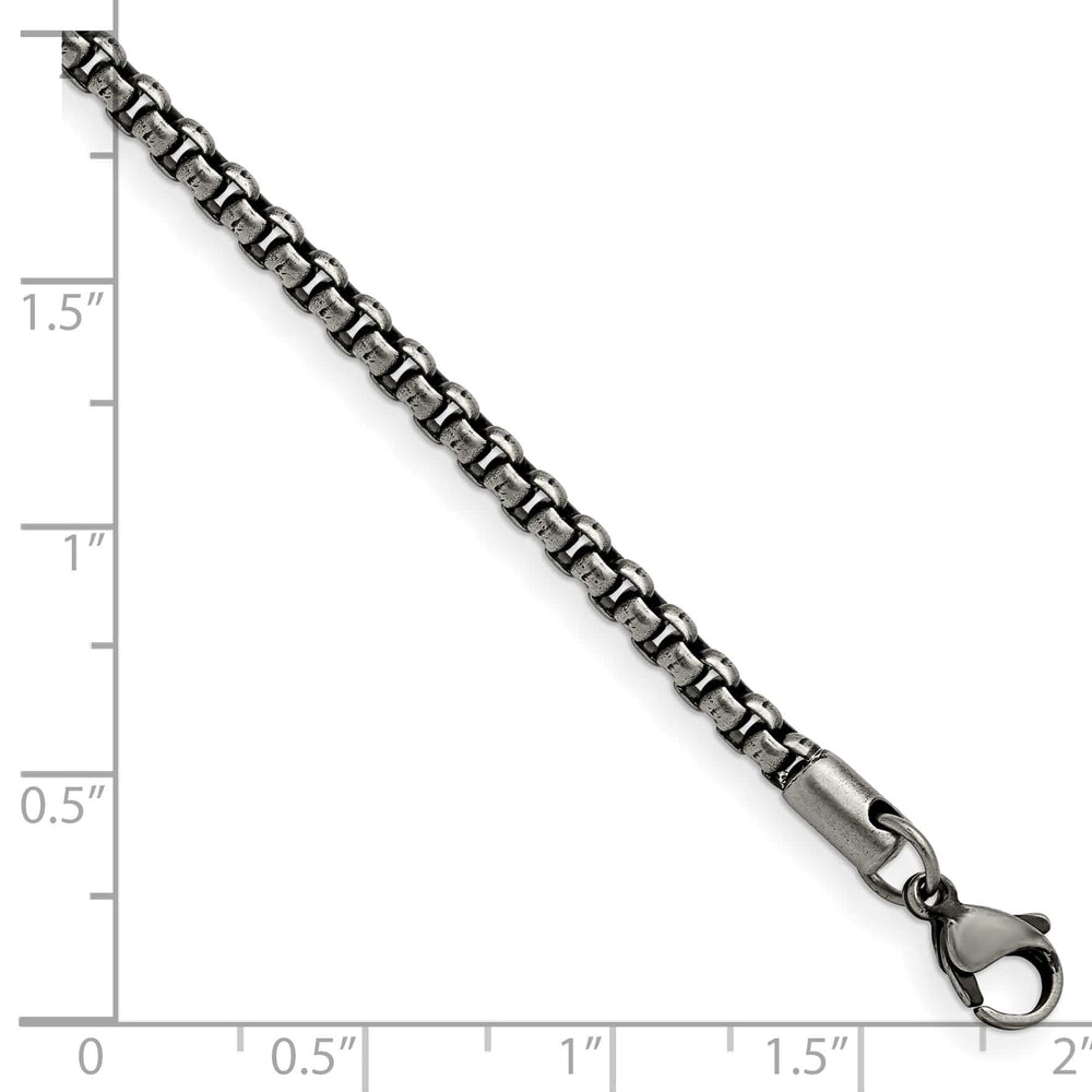 Chisel Stainless Steel Antiqued and 3.9mm Rounded Box Bracelet