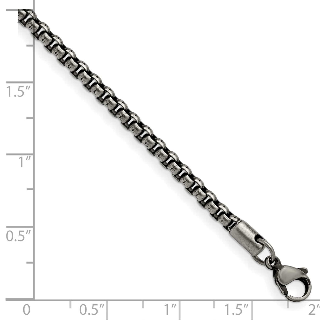 Chisel Stainless Steel Antiqued and 3.9mm Rounded Box Bracelet