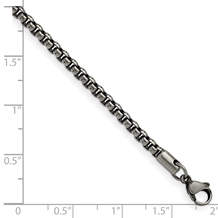 Chisel Stainless Steel Antiqued and 3.9mm Rounded Box Bracelet