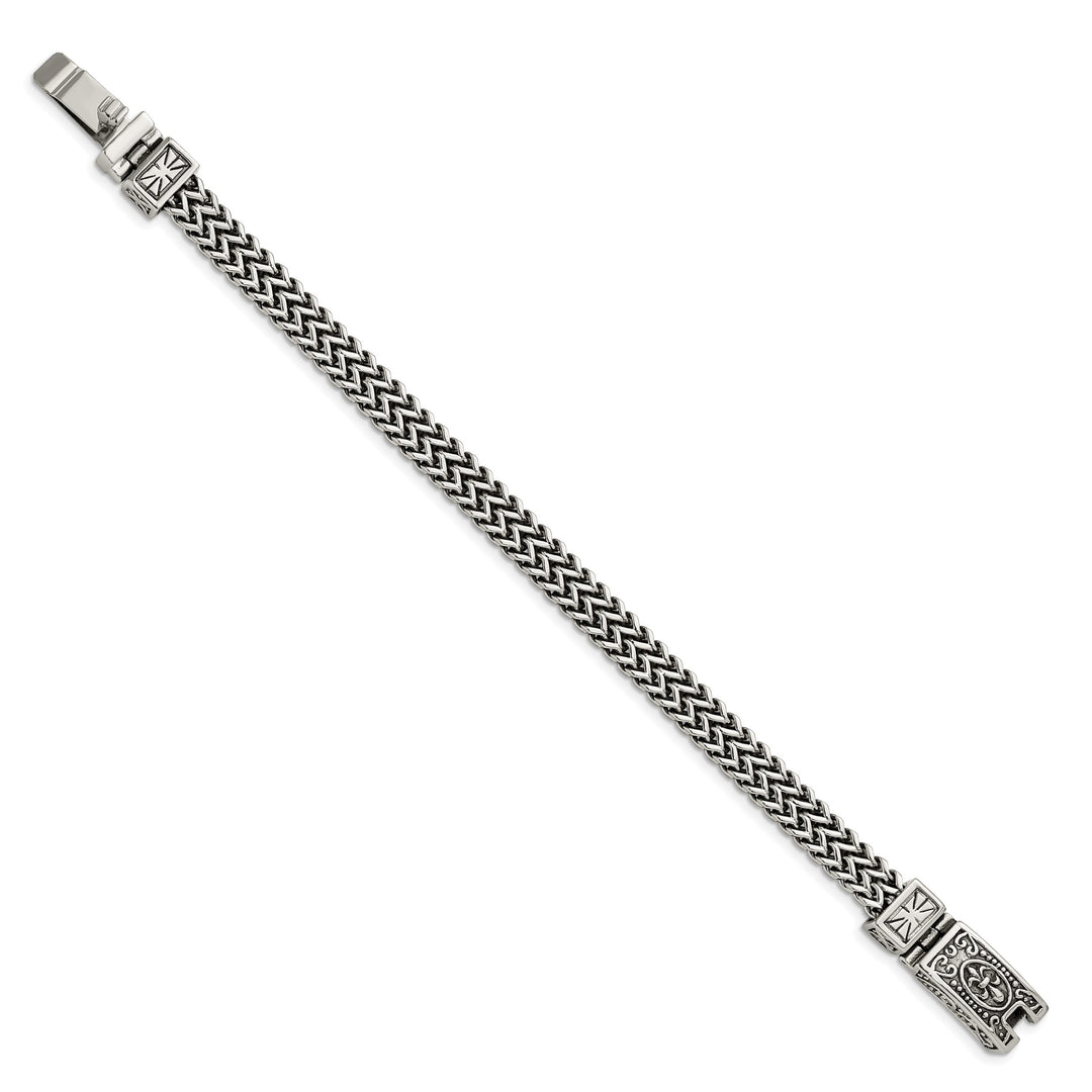 Chisel Stainless Steel Antiqued and 8.5" 2-Strand Franco Link Bracelet