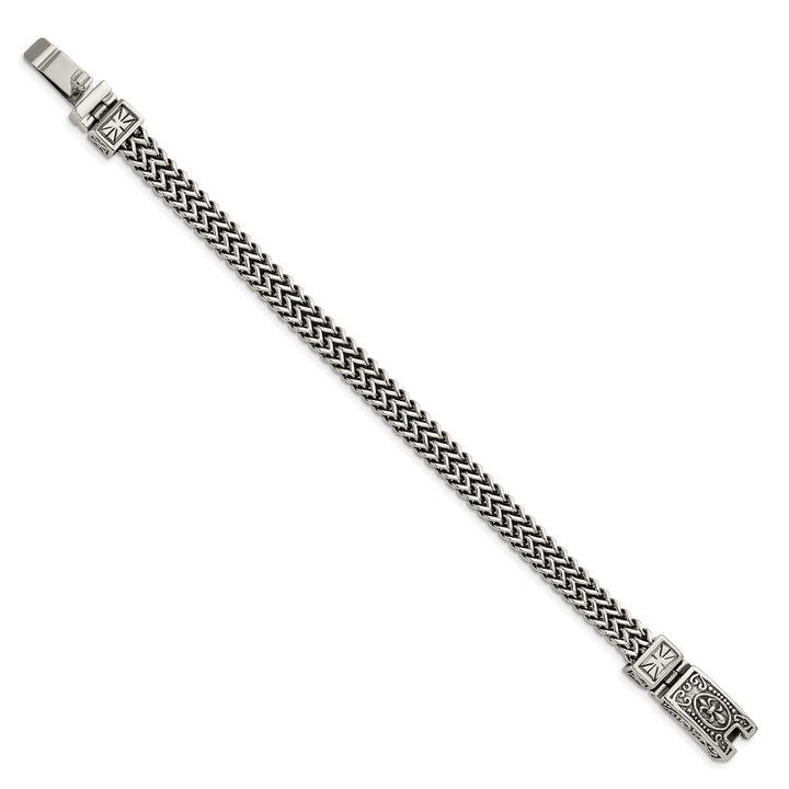 Chisel Stainless Steel Antiqued and 8.5" 2-Strand Franco Link Bracelet