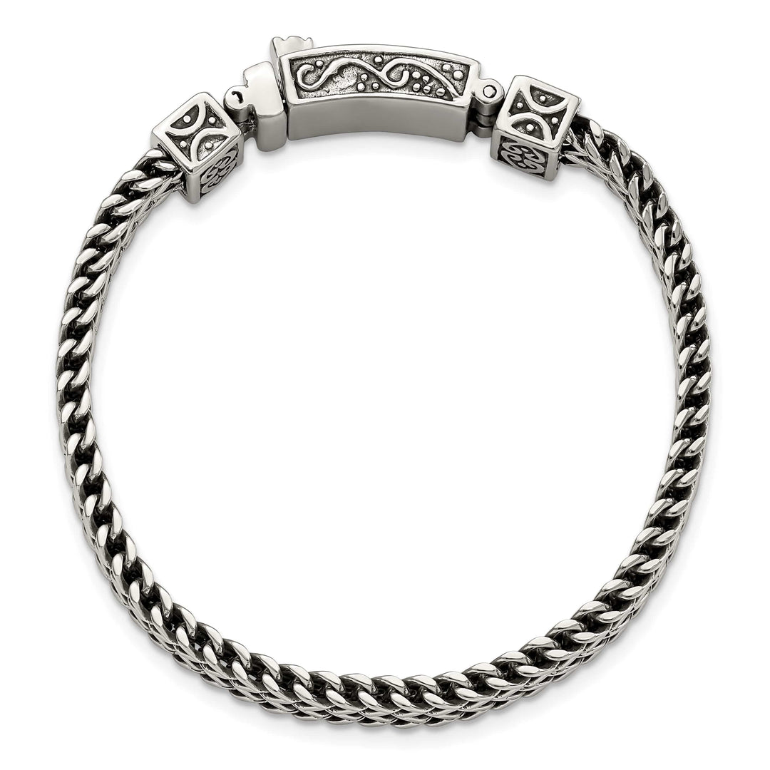 Chisel Stainless Steel Antiqued and 8.5" 2-Strand Franco Link Bracelet