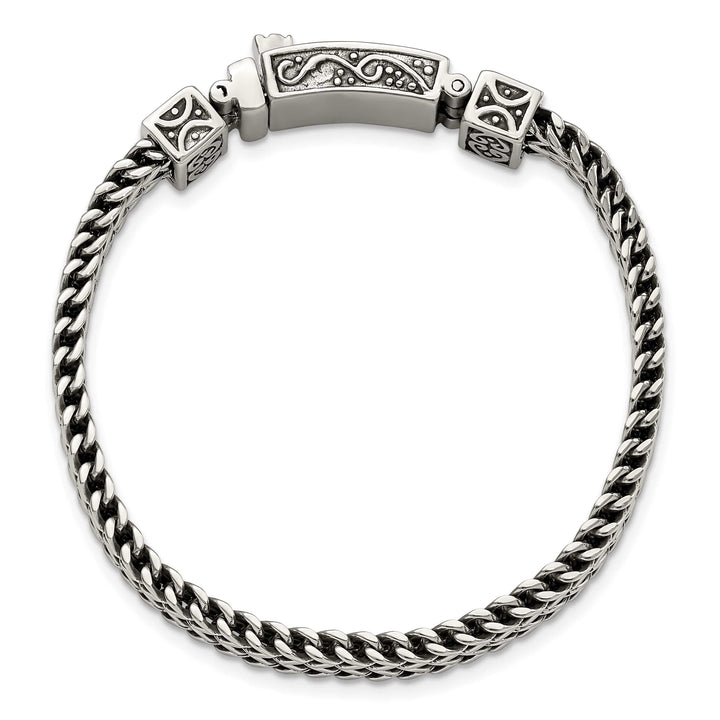 Chisel Stainless Steel Antiqued and 8.5" 2-Strand Franco Link Bracelet