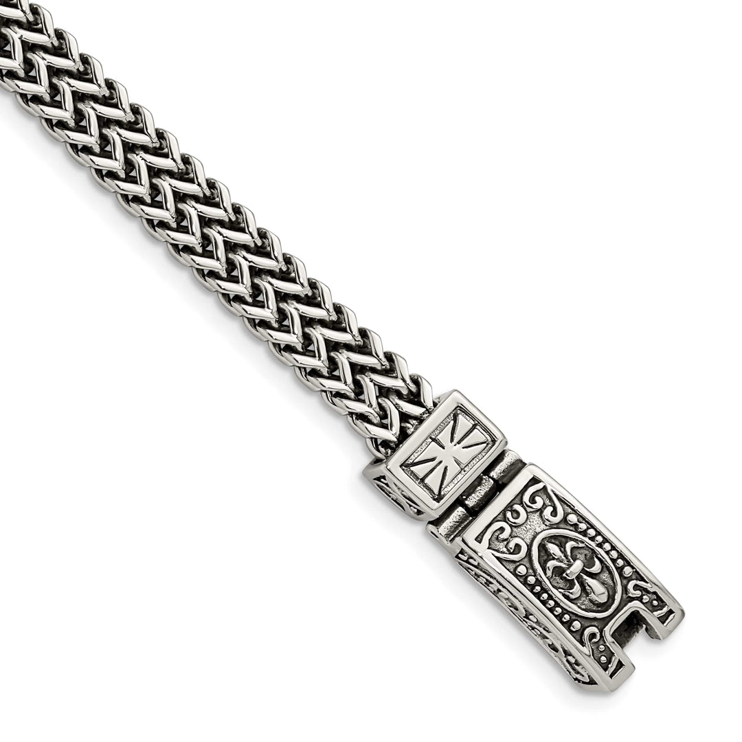 Chisel Stainless Steel Antiqued and 8.5" 2-Strand Franco Link Bracelet