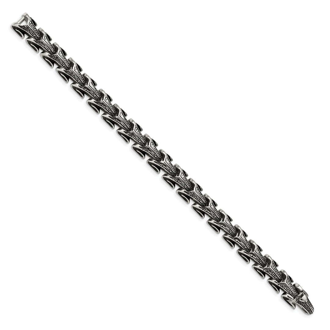 Chisel Stainless Steel Antiqued and 8.5" Dragon Scale Link Bracelet