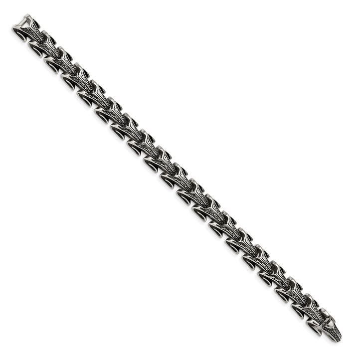 Chisel Stainless Steel Antiqued and 8.5" Dragon Scale Link Bracelet