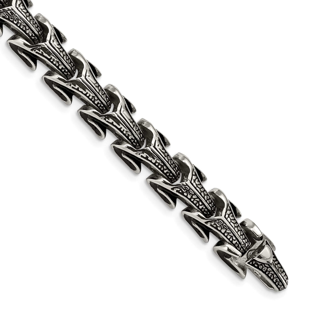 Chisel Stainless Steel Antiqued and 8.5" Dragon Scale Link Bracelet