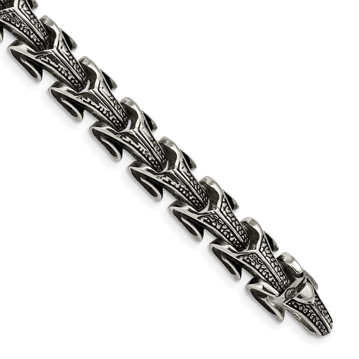 Chisel Stainless Steel Antiqued and 8.5" Dragon Scale Link Bracelet
