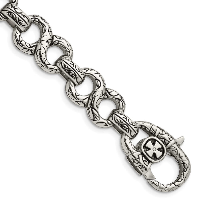 Chisel Stainless Steel Antiqued and 8.5" Infinity Symbol Link Bracelet