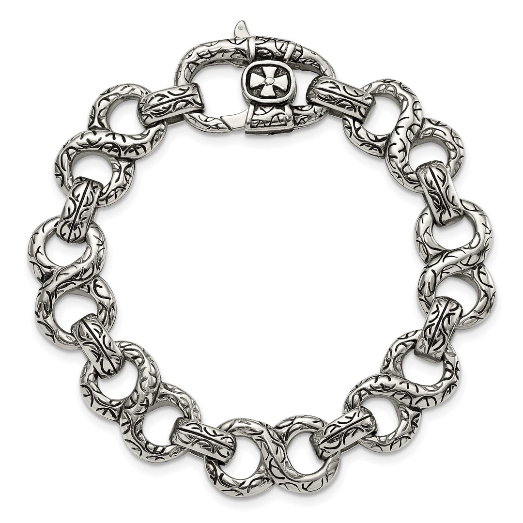 Chisel Stainless Steel Antiqued and 8.5" Infinity Symbol Link Bracelet