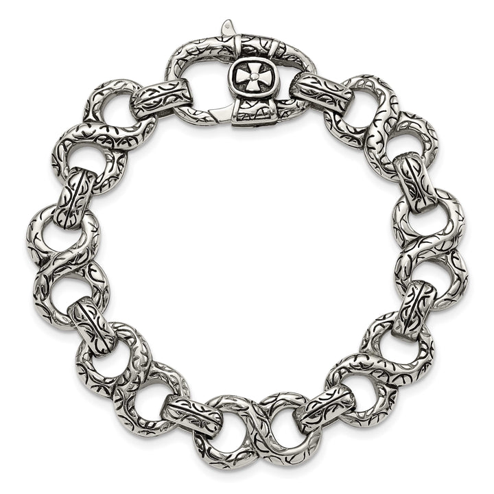 Chisel Stainless Steel Antiqued and 8.5" Infinity Symbol Link Bracelet