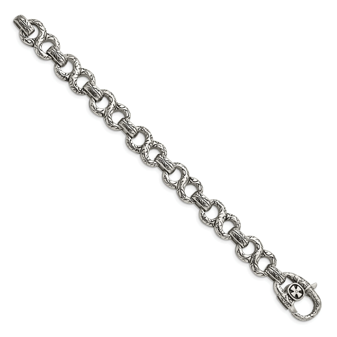 Chisel Stainless Steel Antiqued and 8.5" Infinity Symbol Link Bracelet