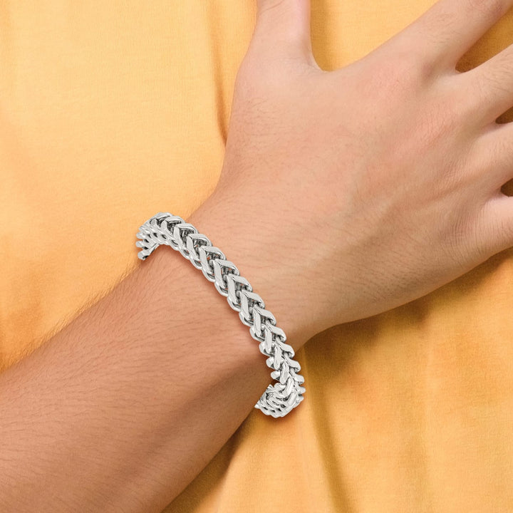 Chisel Stainless Steel Antiqued and Polished 8.5" Franco Link Bracelet