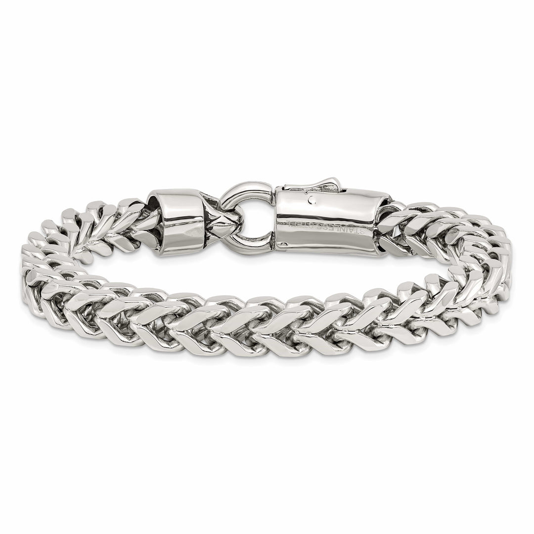 Chisel Stainless Steel Antiqued and Polished 8.5" Franco Link Bracelet