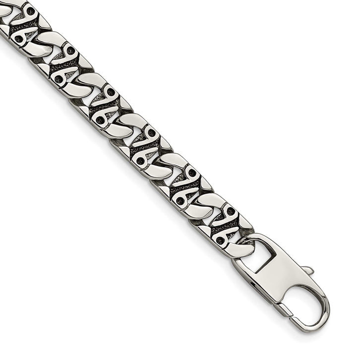 Chisel Stainless Steel Antiqued and Textured 8.75" Fancy Link Bracelet