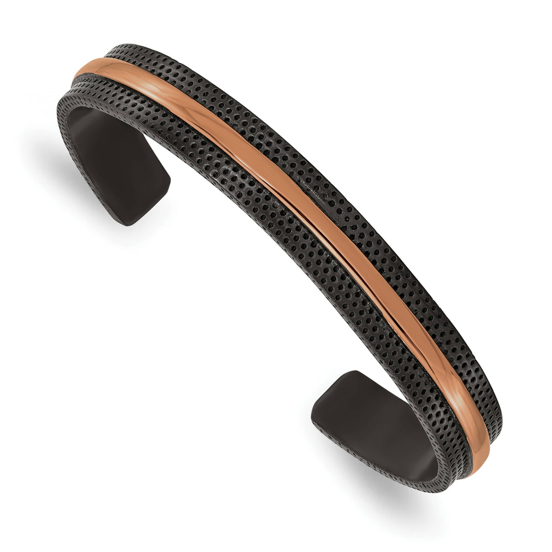 Chisel Stainless Steel Black and Brown IP-plated 10mm Cuff Bangle