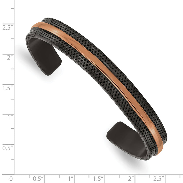 Chisel Stainless Steel Black and Brown IP-plated 10mm Cuff Bangle